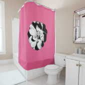 モノクロフローラシャワーカーオンピンクはっきりした色 シャワーカーテン (インサイチュ)