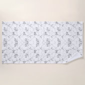 モノクロフローラビーチタオル ビーチタオル (正面)