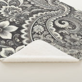 モノクロフローラペイズリーエレガンス シェルパブランケット (3/4)