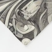 モノクロフローラペイズリー白黒 フリースブランケット (角)