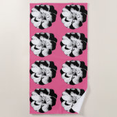 モノクロフローラリピートビーチタオル ビーチタオル (正面)