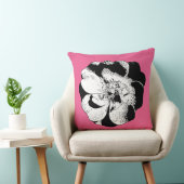 モノクロフローラ装飾用クッションオンブライトピンク クッション (椅子)