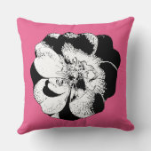 モノクロフローラ装飾用クッションオンブライトピンク クッション (裏面)