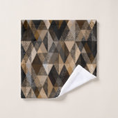 モノクロブラウン菱形テクスチャ バスタオルセット (ウォッシュタオル)