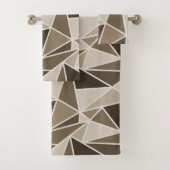 モノクロブラウン、ベージュのジオメトリ三角形 バスタオルセット (インサイチュ)
