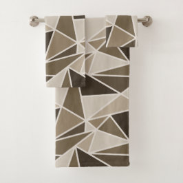 モノクロブラウン、ベージュのジオメトリ三角形 バスタオルセット