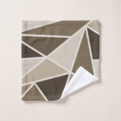 モノクロブラウン、ベージュのジオメトリ三角形 バスタオルセット (ウォッシュタオル)