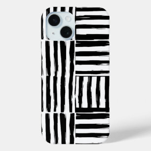 モノクロブラシストロークアートiPhone 15ケース iPhone 15ケース