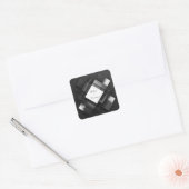 モノクロブラックホワイト幾何学ダイヤモンド スクエアシール (封筒)