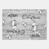 モノクロブラックメリークリスマスハッピーホリデー ラッピングペーパーシート (正面3)