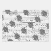 モノクロブラックメリークリスマスハッピーホリデー ラッピングペーパーシート (正面2)