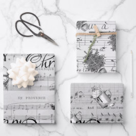 モノクロブラックメリークリスマスハッピーホリデー ラッピングペーパーシート