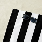 モノクロブラック&ホワイトカバナストライプモノグラム ビーチタオル (インサイチュ)