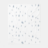 モノクロブルーアルパインスキーヤースキー フリースブランケット (正面)