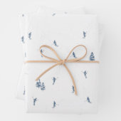 モノクロブルーアルパインスキーヤースキー ラッピングペーパーシート (インサイチュ)