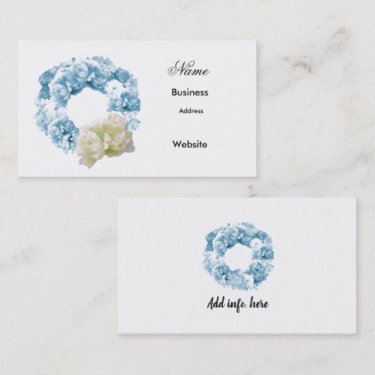 モノクロブルーフローラリース名刺 名刺 (正面/裏面)