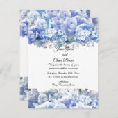 モノクロブルーブーケ結婚式招待状 招待状 (正面/裏面)