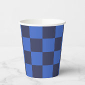モノクロブルー市松模様に紙カップ 紙コップ (左)
