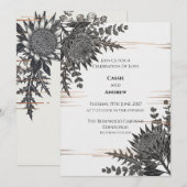 モノクロプロテアアザミの結婚式招待状 招待状 (正面/裏面)