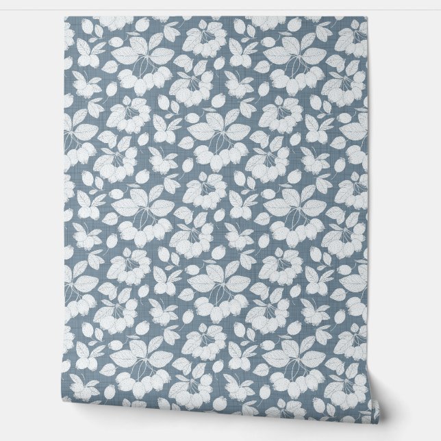 モノクロベリーブランチ壁紙 壁紙 (ほどく)