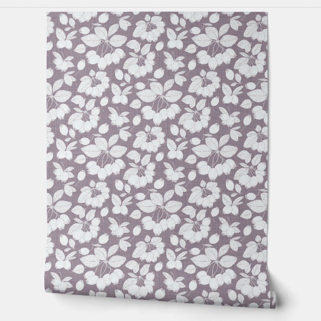 モノクロベリーブランチ壁紙 壁紙 (ほどく)