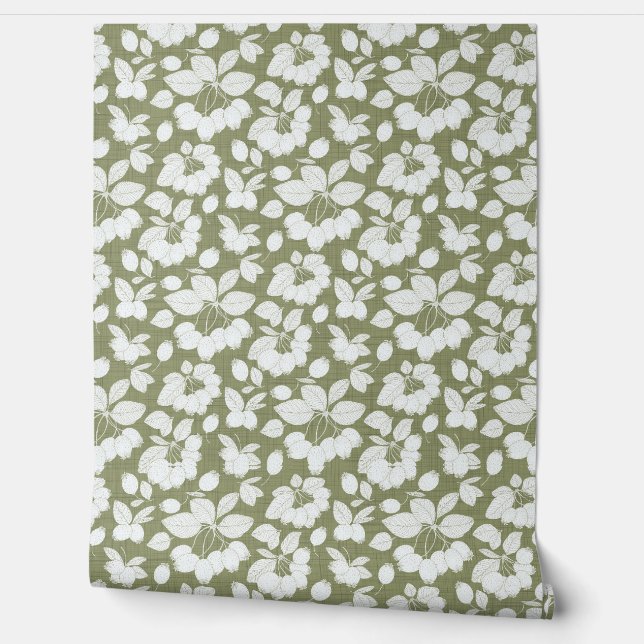 モノクロベリーブランチ壁紙 壁紙 (ほどく)