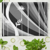モノクロボタニカルプリント キッチンタオル (折り畳み)