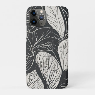 モノクロボタニカルリーフアート iPhone 11 PROケース