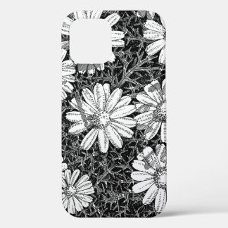 モノクロボタニカル ダイジーインク画 Phone iPhone 12ケース