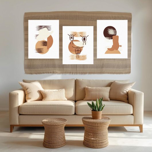 モノクロボロタイウォールアート キャンバスプリント