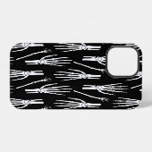 モノクロボーンズハロウィンパターン iPhoneケース (裏面横)