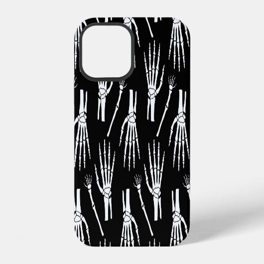 モノクロボーンズハロウィンパターン iPhoneケース (裏面)