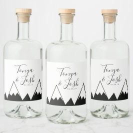 モノクロマウンテントップカントリーウェディング リキュールボトルラベル