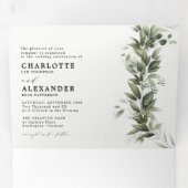 モノクロマティ結婚グリーンリー 三つ折り招待状 (内部最初)