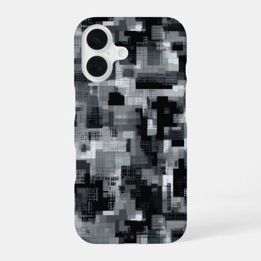 モノクロマトリクスモザイク iPhone 16ケース (裏面)