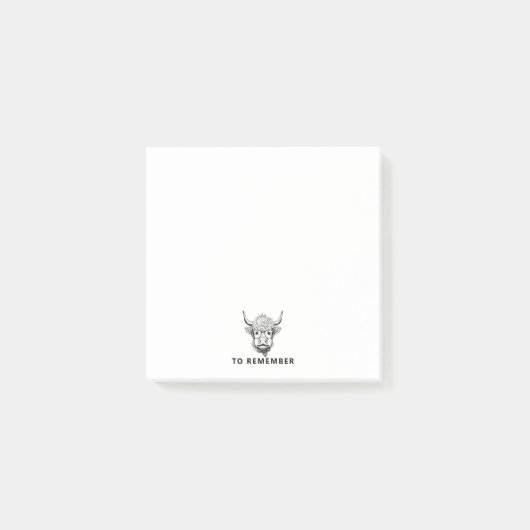 モノクロマハイランドカウカスタマイズおもしろい可能 ポストイット (正面)