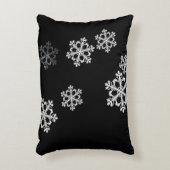 モノクロミニマリストスノーフレークのクリスマスパターン アクセントクッション (正面(垂直))