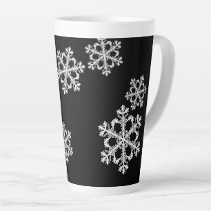 モノクロミニマリストスノーフレークのクリスマスパターン カフェラテマグ