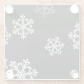 モノクロミニマリストスノーフレークのクリスマスパターン ガラスコースター (裏面)