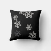 モノクロミニマリストスノーフレークのクリスマスパターン クッション (裏面)