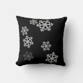 モノクロミニマリストスノーフレークのクリスマスパターン クッション (正面)