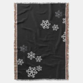 モノクロミニマリストスノーフレークのクリスマスパターン スローブランケット (正面縦)