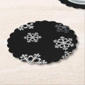 モノクロミニマリストスノーフレークのクリスマスパターン ペーパーコースター (アングル)