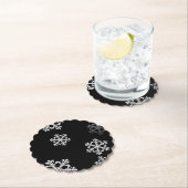 モノクロミニマリストスノーフレークのクリスマスパターン ペーパーコースター (インサイチュ)