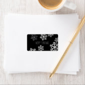 モノクロミニマリストスノーフレークのクリスマスパターン ラベル (インサイチュ)