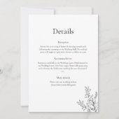 モノクロミニマリストラインアートの結婚式詳細カード 招待状 (正面)