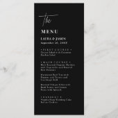 モノクロミニマリスト結婚式ディナーメニュー メニュー (正面)