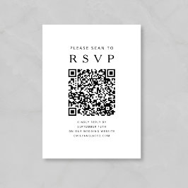 モノクロミニマリスト結婚式QRコード エンクロージャーカード