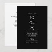 モノクロミニマリスト 結婚式の日付QRコード 招待状 (正面/裏面)