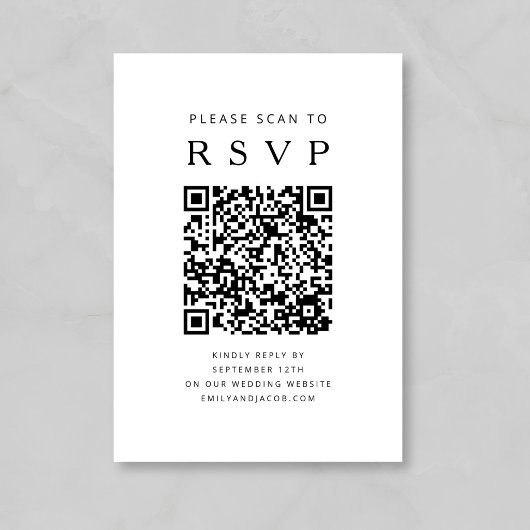 モノクロミニマリスト 結婚式QRコード エンクロージャーカード